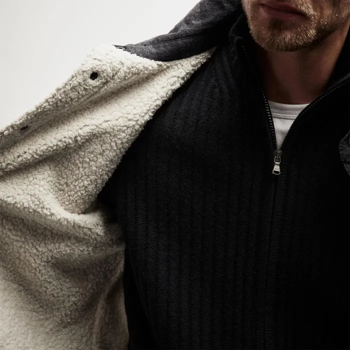 MEN James Perse JACKETSOUTERWEAR Sherpa Lined Plaid Jacket Flannelblack