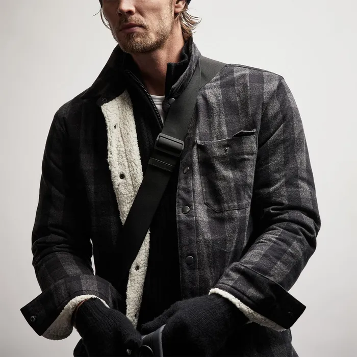 MEN James Perse JACKETSOUTERWEAR Sherpa Lined Plaid Jacket Flannelblack