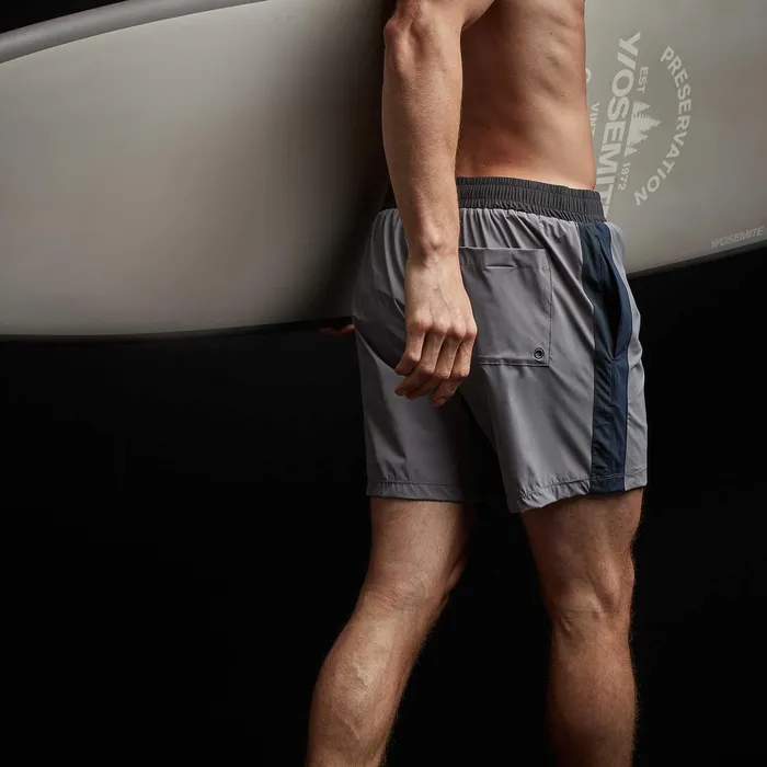 MEN James Perse Performance Swim YOSEMITE Double Stripe Board Short Dusktrue Navycarbonlaurel