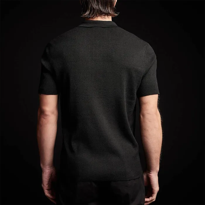 MEN James Perse POLOSNOVELTY TOPS Ribbed Linen Mojave Polo Black