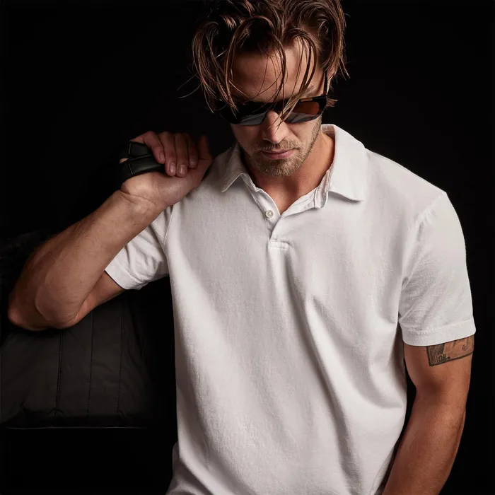 MEN James Perse POLOSNOVELTY TOPS Sueded Jersey Polo White