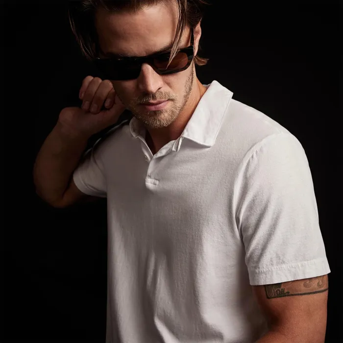 MEN James Perse POLOSNOVELTY TOPS Sueded Jersey Polo White