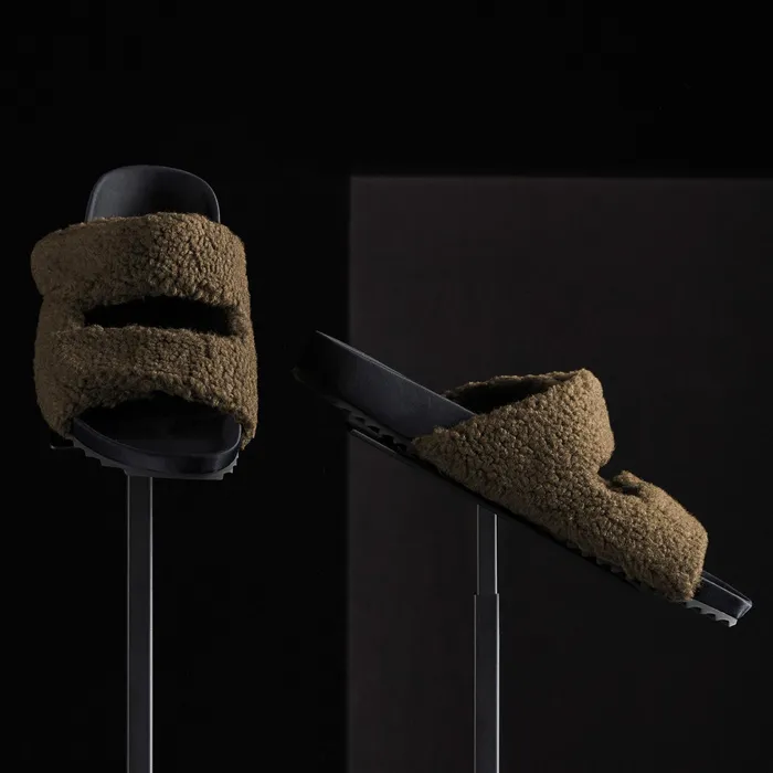 MEN James Perse SANDALS Men039s Double Strap Shearling Slide Olive