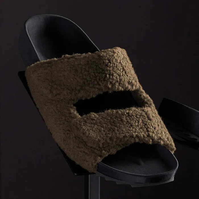MEN James Perse SANDALS Men039s Double Strap Shearling Slide Olive