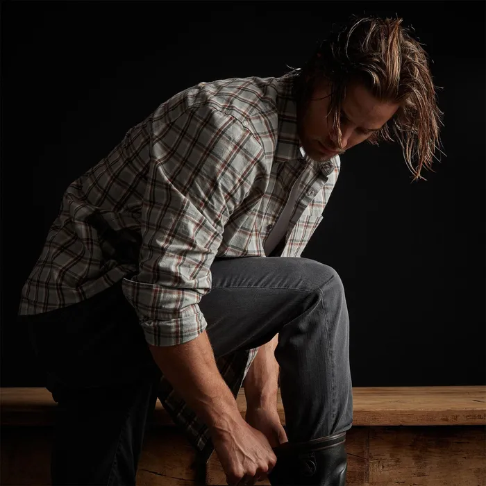 MEN James Perse SHIRTING Brushed Cotton Plaid Shirt Mistmalt