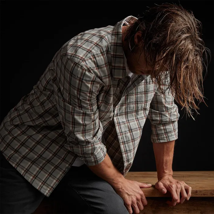 MEN James Perse SHIRTING Brushed Cotton Plaid Shirt Mistmalt