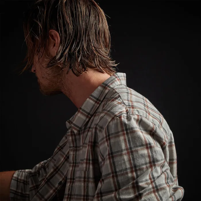 MEN James Perse SHIRTING Brushed Cotton Plaid Shirt Mistmalt