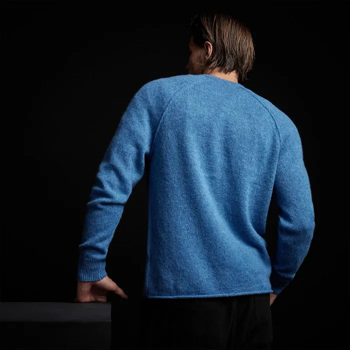 MEN James Perse SWEATERS Mid Gauge Cashmere Sweatshirt Blue Raspberry