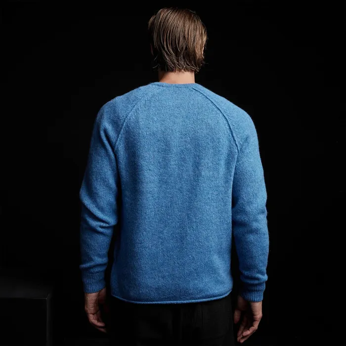 MEN James Perse SWEATERS Mid Gauge Cashmere Sweatshirt Blue Raspberry