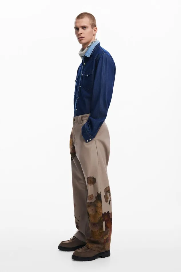 Men Jeans And Trousers Desigual Floral Print Pants