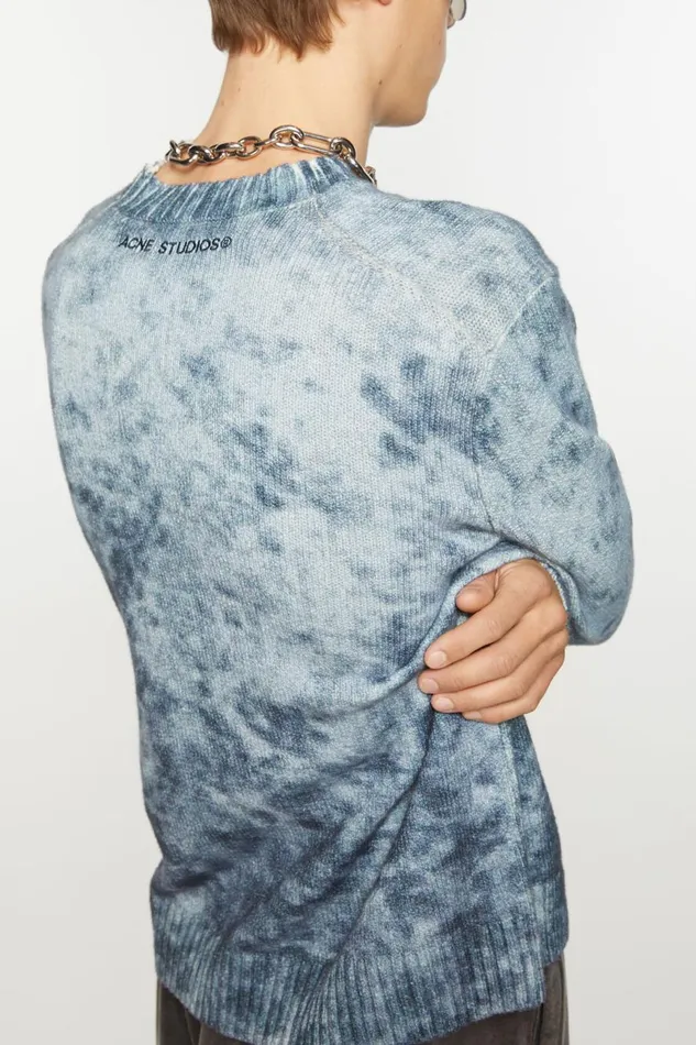 Men Jumper Acid Print Navypale Blue Acne Studios Knitwear
