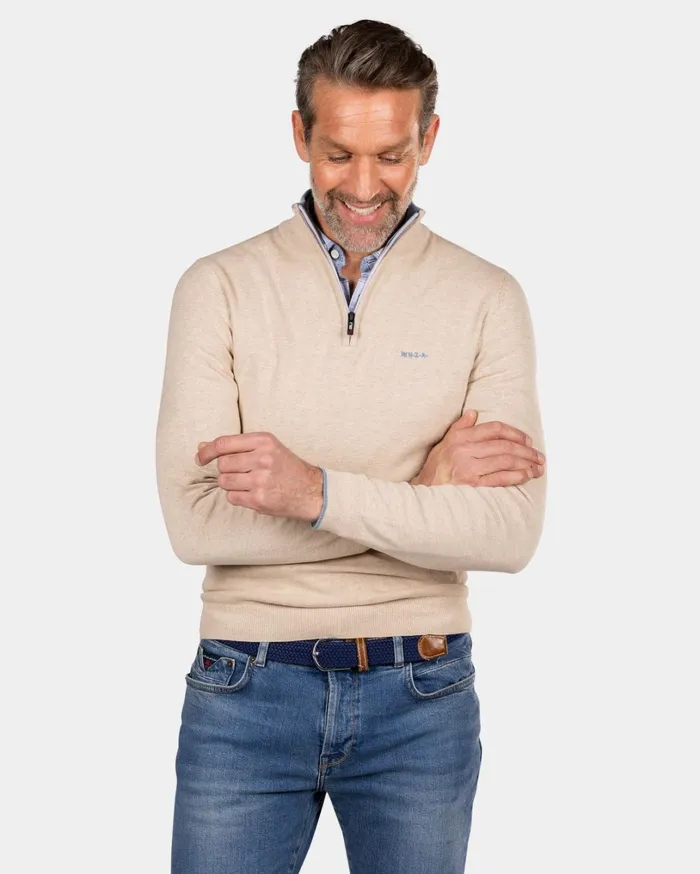 Men Knitwear NZA New Zealand Auckland Beige Half Zip Pullover 8211 Oat Sand Men Knitwear NZA New Zealand Auckland Beige Half Zip Pullover 8211 Oat Sand