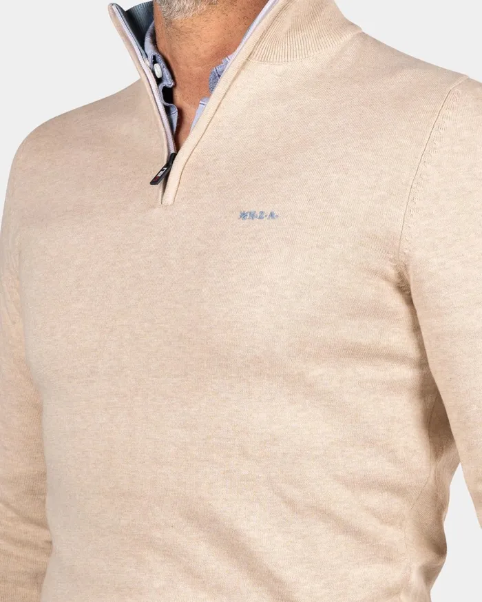 Men Knitwear NZA New Zealand Auckland Beige Half Zip Pullover 8211 Oat Sand Men Knitwear NZA New Zealand Auckland Beige Half Zip Pullover 8211 Oat Sand