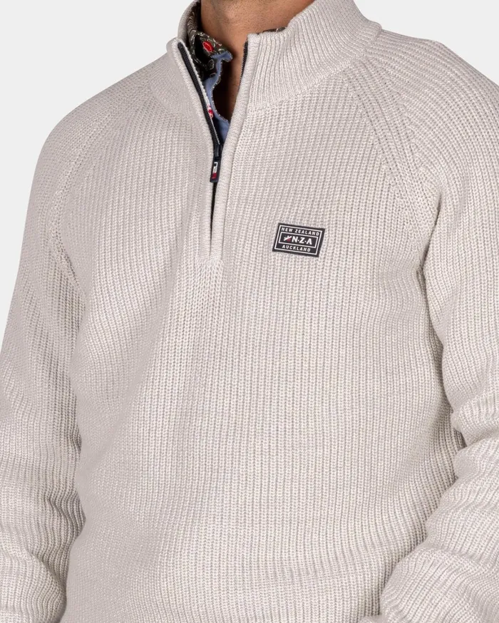 Men Knitwear NZA New Zealand Auckland Gray Cotton Sweater With HalfZip 8211 Grey Melange Men Knitwear NZA New Zealand Auckland Gray Cotton Sweater With HalfZip 8211 Grey Melange