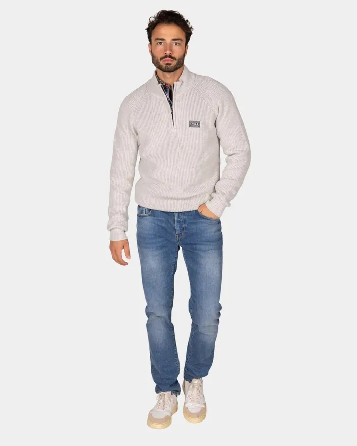 Men Knitwear NZA New Zealand Auckland Gray Cotton Sweater With HalfZip 8211 Grey Melange Men Knitwear NZA New Zealand Auckland Gray Cotton Sweater With HalfZip 8211 Grey Melange