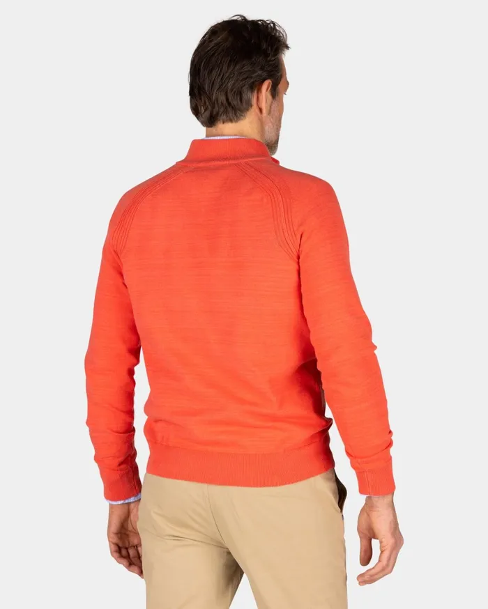 Men Knitwear NZA New Zealand Auckland Red Cotton HalfZip Pullover 8211 Red Orange