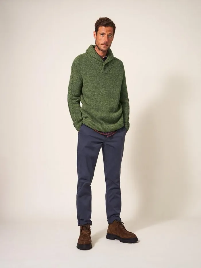 Men KNITWEAR White Stuff Arundel Shawl Dark Green