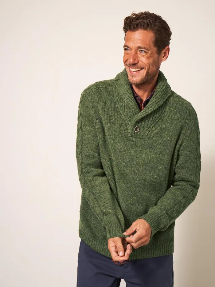 Men KNITWEAR White Stuff Arundel Shawl Dark Green Men KNITWEAR White Stuff Arundel Shawl Dark Green
