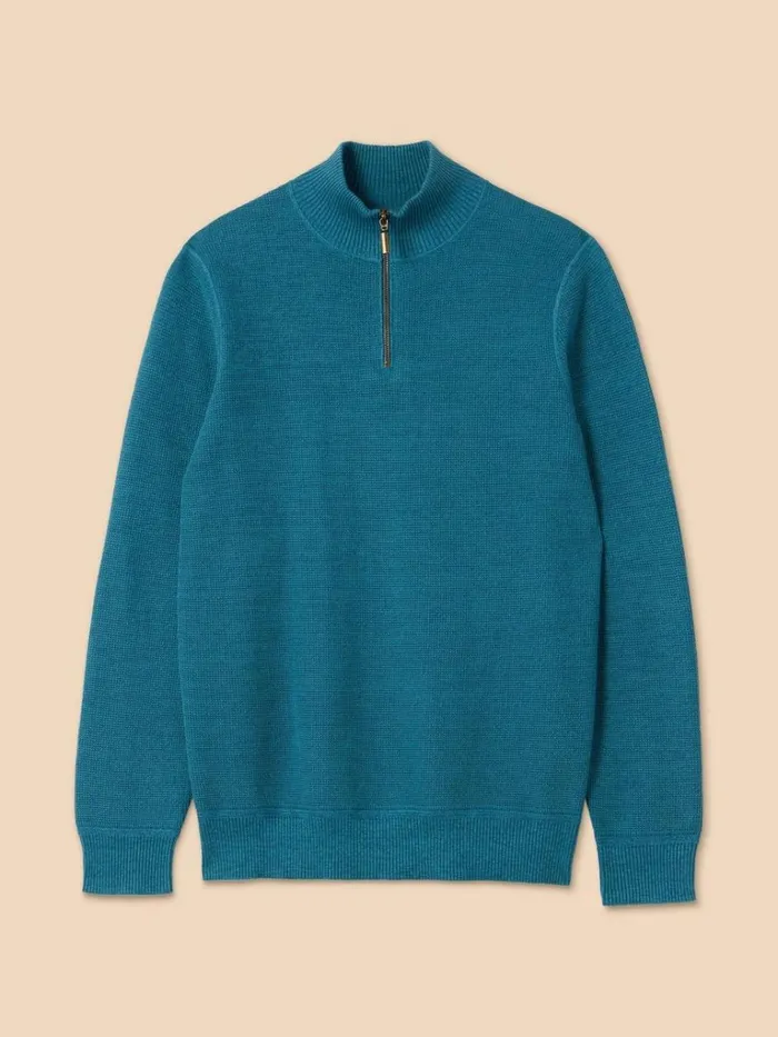 Men KNITWEAR White Stuff Attadale Funnel Neck Jumper Mid Teal Men KNITWEAR White Stuff Attadale Funnel Neck Jumper Mid Teal