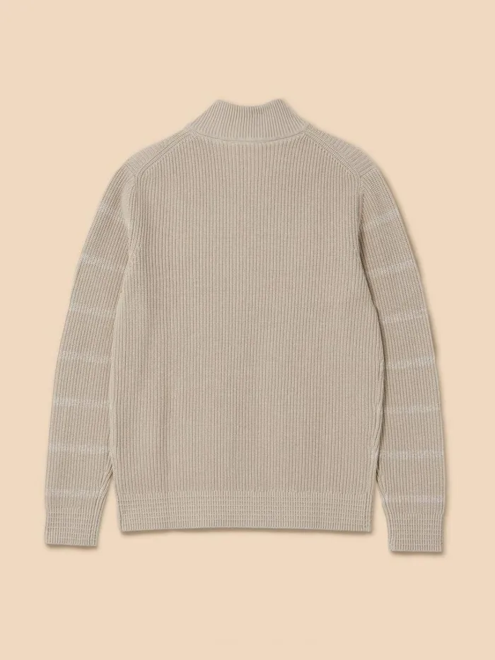 Men KNITWEAR White Stuff Breton Funnel Neck Jumper Light Natural Men KNITWEAR White Stuff Breton Funnel Neck Jumper Light Natural