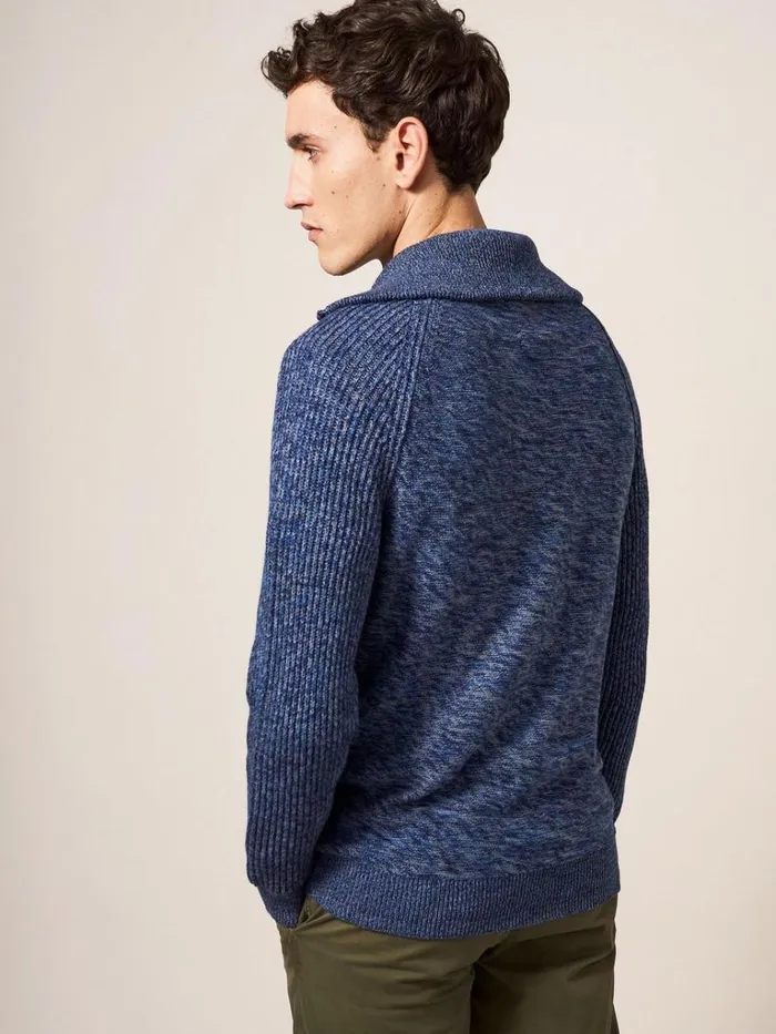 Men KNITWEAR White Stuff Lakewood Zip Neck Jumper Chambray Blue Men KNITWEAR White Stuff Lakewood Zip Neck Jumper Chambray Blue