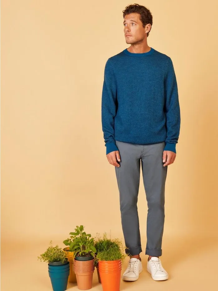Men KNITWEAR White Stuff Newport Merino Wool Jumper Mid Teal Men KNITWEAR White Stuff Newport Merino Wool Jumper Mid Teal