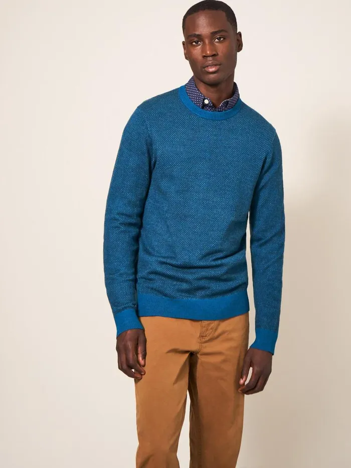 Men KNITWEAR White Stuff Newport Merino Wool Jumper Mid Teal Men KNITWEAR White Stuff Newport Merino Wool Jumper Mid Teal