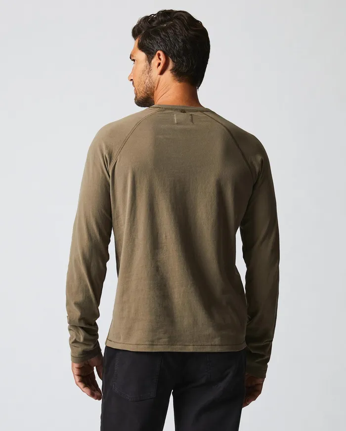Men LS Sueded Cotton Crew Moss Green Billy Reid Sweaters and Sweatshirts