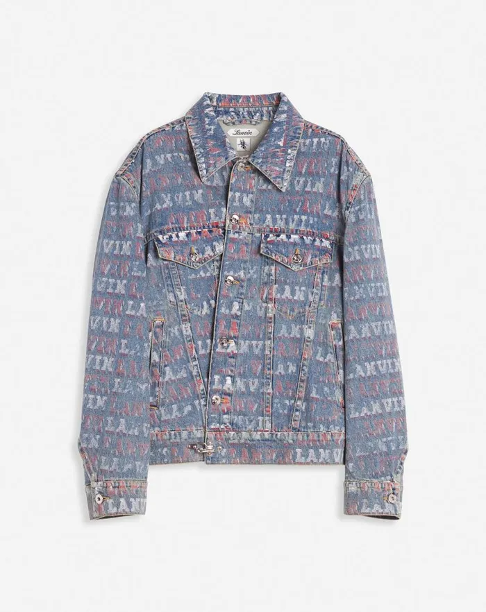 Men Lanvin Coats and Jackets Lanvin X Future Unisex Asymmetrical Printed Jacket Light Blue