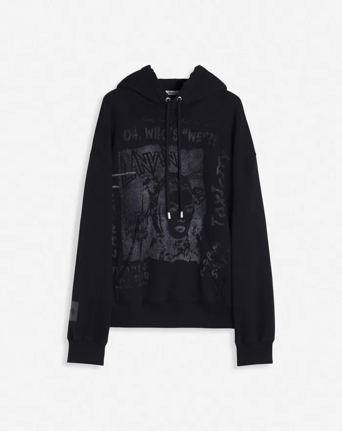 Men Lanvin Coats and Jackets Lanvin X Future Unisex Loosefit Printed Hoodie Black
