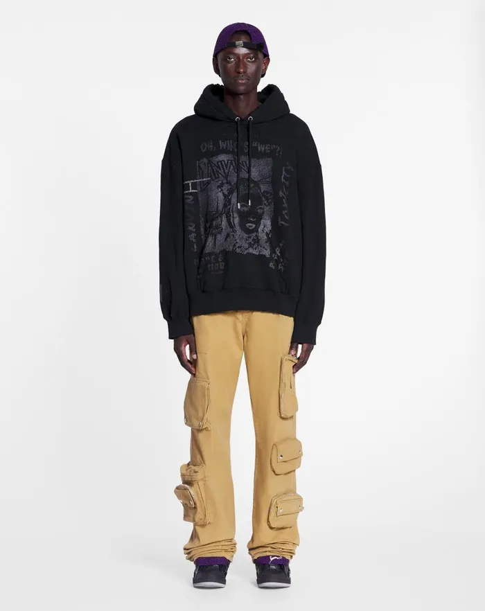 Men Lanvin Coats and Jackets Lanvin X Future Unisex Loosefit Printed Hoodie Black Men Lanvin Coats and Jackets Lanvin X Future Unisex Loosefit Printed Hoodie Black