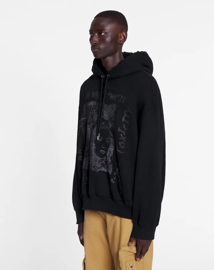 Men Lanvin Coats and Jackets Lanvin X Future Unisex Loosefit Printed Hoodie Black Men Lanvin Coats and Jackets Lanvin X Future Unisex Loosefit Printed Hoodie Black