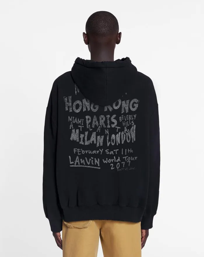 Men Lanvin Coats and Jackets Lanvin X Future Unisex Loosefit Printed Hoodie Black Men Lanvin Coats and Jackets Lanvin X Future Unisex Loosefit Printed Hoodie Black