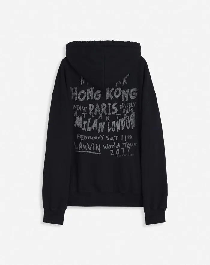 Men Lanvin Coats and Jackets Lanvin X Future Unisex Loosefit Printed Hoodie Black Men Lanvin Coats and Jackets Lanvin X Future Unisex Loosefit Printed Hoodie Black