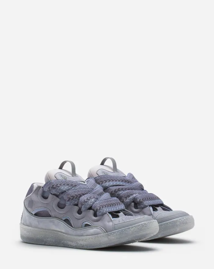 Men Lanvin Curb Leather Curb Sneakers Light Grey Men Lanvin Curb Leather Curb Sneakers Light Grey