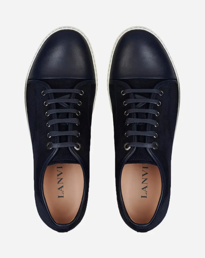 Men Lanvin DBB1 Dbb1 Leather And Suede Sneakers Navy Blue Men Lanvin DBB1 Dbb1 Leather And Suede Sneakers Navy Blue