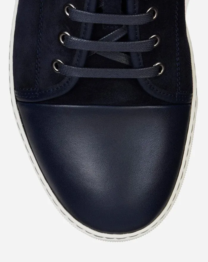 Men Lanvin DBB1 Dbb1 Leather And Suede Sneakers Navy Blue Men Lanvin DBB1 Dbb1 Leather And Suede Sneakers Navy Blue