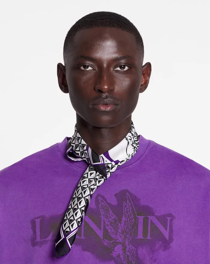 Men Lanvin Hats Lanvin X Future Scarf Eagle Print And Silk Triangles Blackpurple Reign Men Lanvin Hats Lanvin X Future Scarf Eagle Print And Silk Triangles Blackpurple Reign