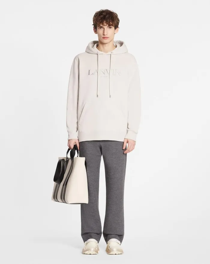 Men Lanvin Knitwear and Sweatshirts Oversized Embroidered Lanvin Paris Hoodie Mastic