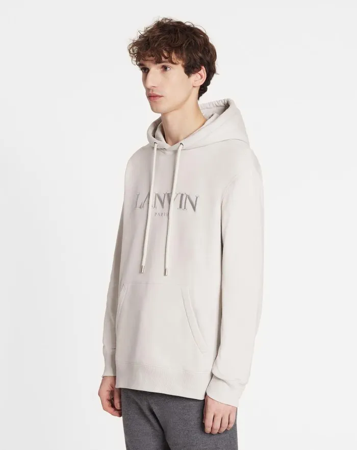 Men Lanvin Knitwear and Sweatshirts Oversized Embroidered Lanvin Paris Hoodie Mastic