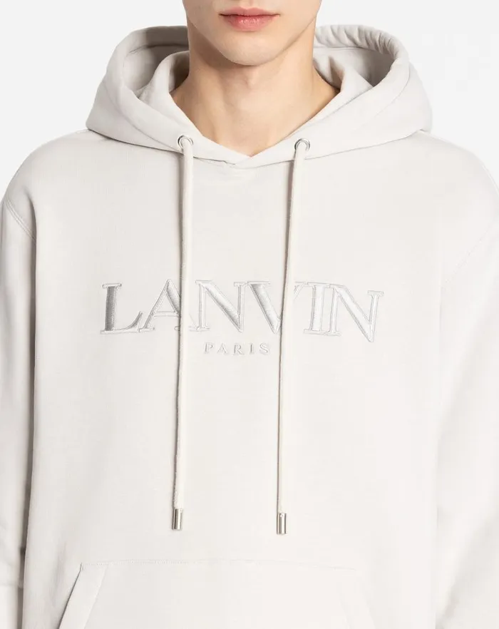 Men Lanvin Knitwear and Sweatshirts Oversized Embroidered Lanvin Paris Hoodie Mastic