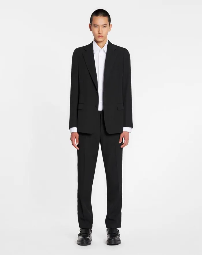 Men Lanvin Pants and Shorts Cigarette Trousers With Side Bands Black
