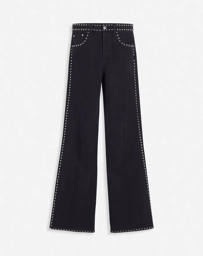 Men Lanvin Pants and Shorts Lanvin X Future Studded Flared Pants For Men Black