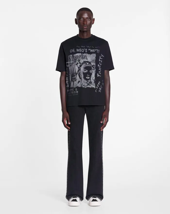 Men Lanvin Pants and Shorts Lanvin X Future Studded Flared Pants For Men Black Men Lanvin Pants and Shorts Lanvin X Future Studded Flared Pants For Men Black