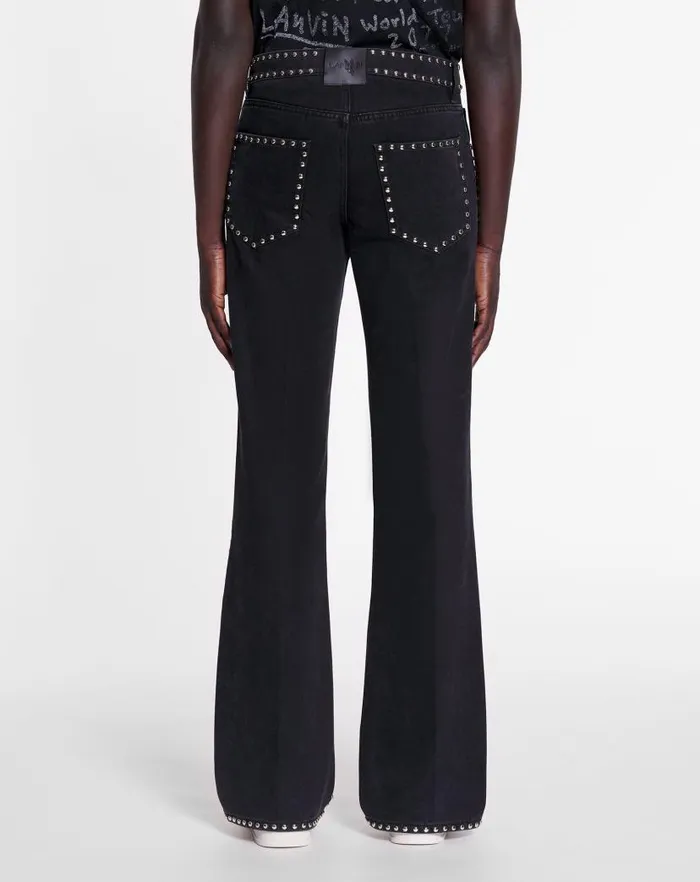 Men Lanvin Pants and Shorts Lanvin X Future Studded Flared Pants For Men Black Men Lanvin Pants and Shorts Lanvin X Future Studded Flared Pants For Men Black