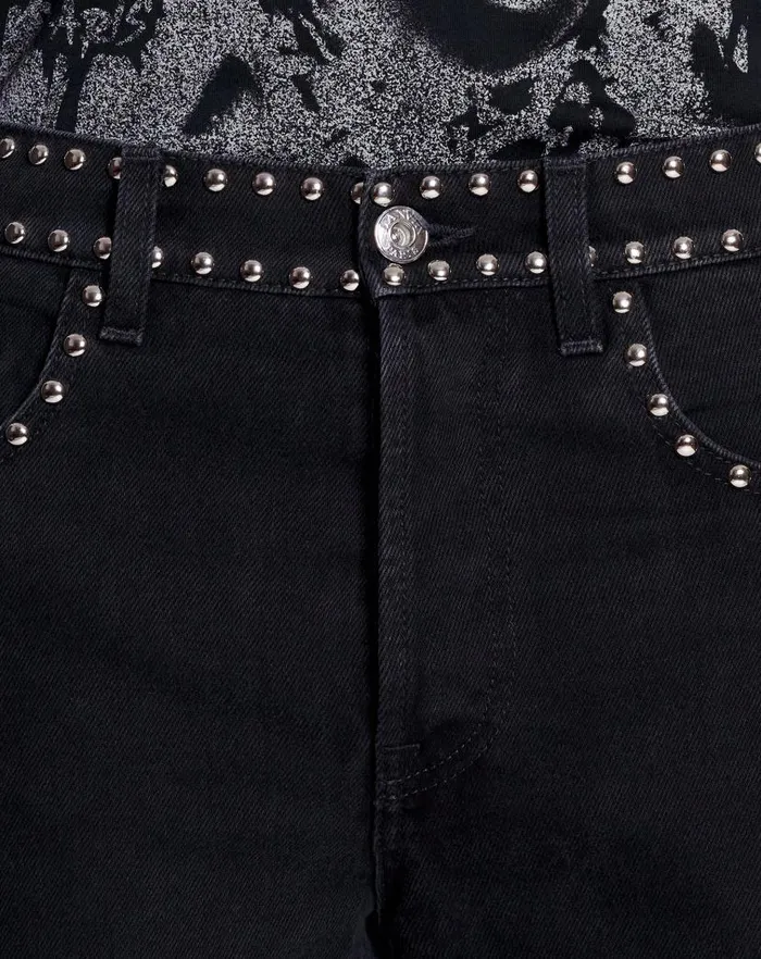 Men Lanvin Pants and Shorts Lanvin X Future Studded Flared Pants For Men Black Men Lanvin Pants and Shorts Lanvin X Future Studded Flared Pants For Men Black