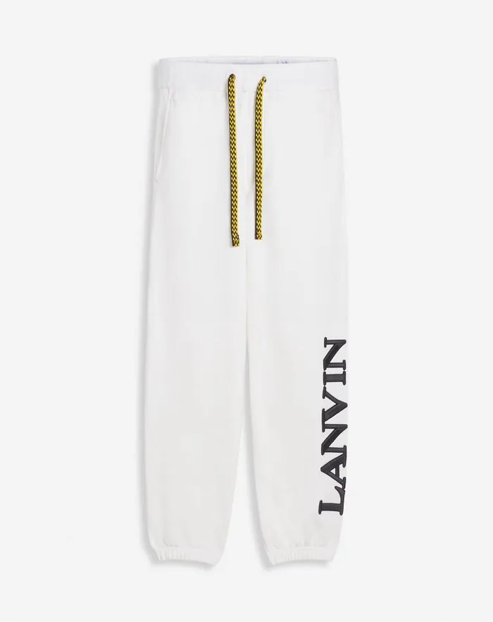 Men Lanvin Pants and Shorts Lanvin X Future Unisex Logo Jogging Pants White Mustang