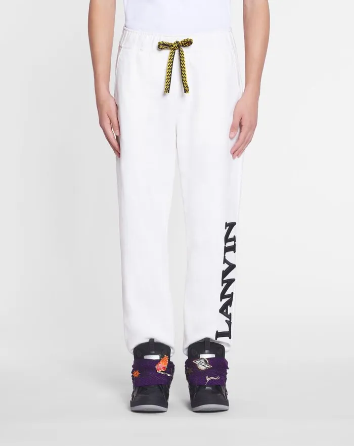 Men Lanvin Pants and Shorts Lanvin X Future Unisex Logo Jogging Pants White Mustang Men Lanvin Pants and Shorts Lanvin X Future Unisex Logo Jogging Pants White Mustang