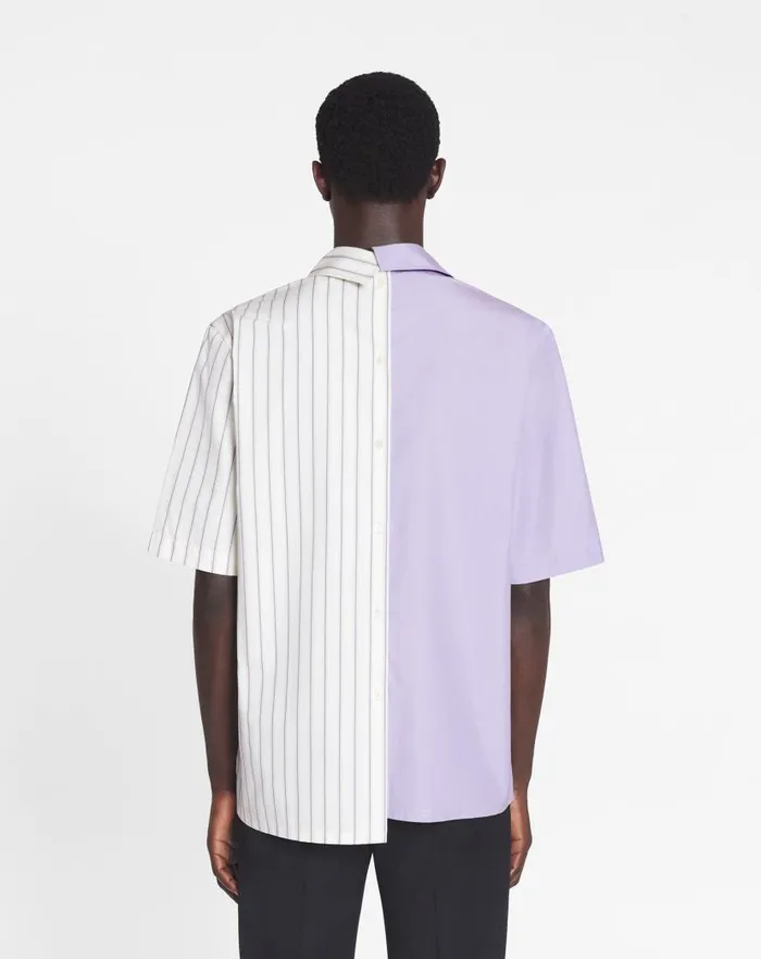 Men Lanvin Shirts Asymmetrical Striped Shirt Whitepurple Men Lanvin Shirts Asymmetrical Striped Shirt Whitepurple