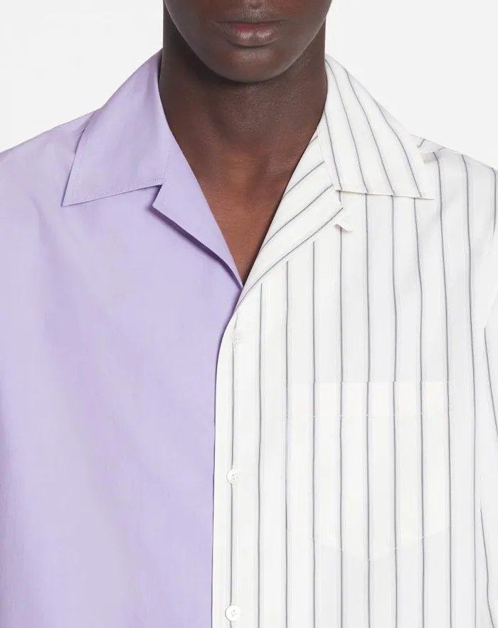 Men Lanvin Shirts Asymmetrical Striped Shirt Whitepurple Men Lanvin Shirts Asymmetrical Striped Shirt Whitepurple